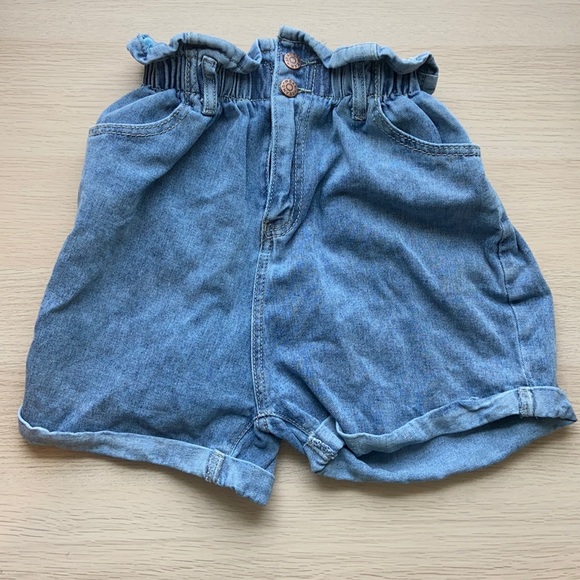 Light Denim Paper bag Shorts - Picture 1 of 2